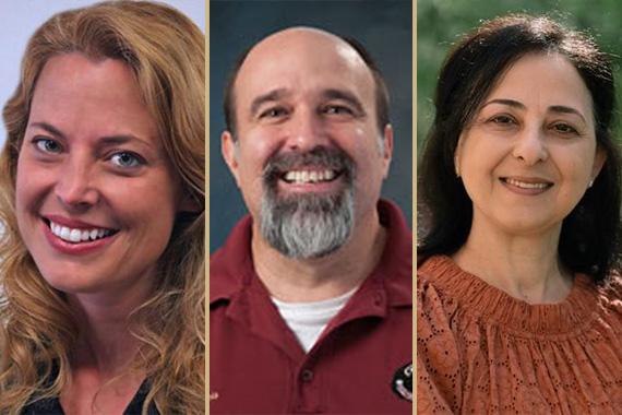 head shots of Carla Wood, Chris Schatschneider, and Sana Tibi