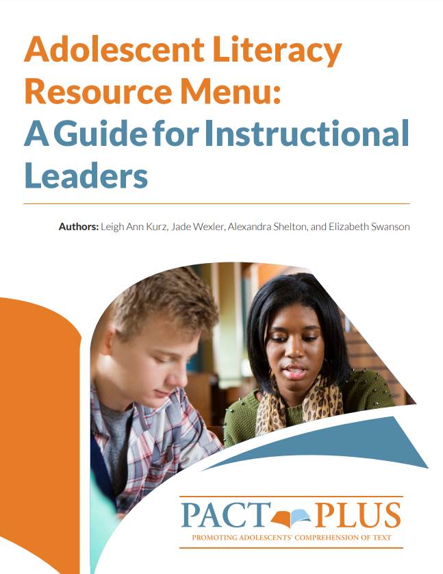 Adolescent Literacy Resource Menu: A Guide for Instructional Leaders