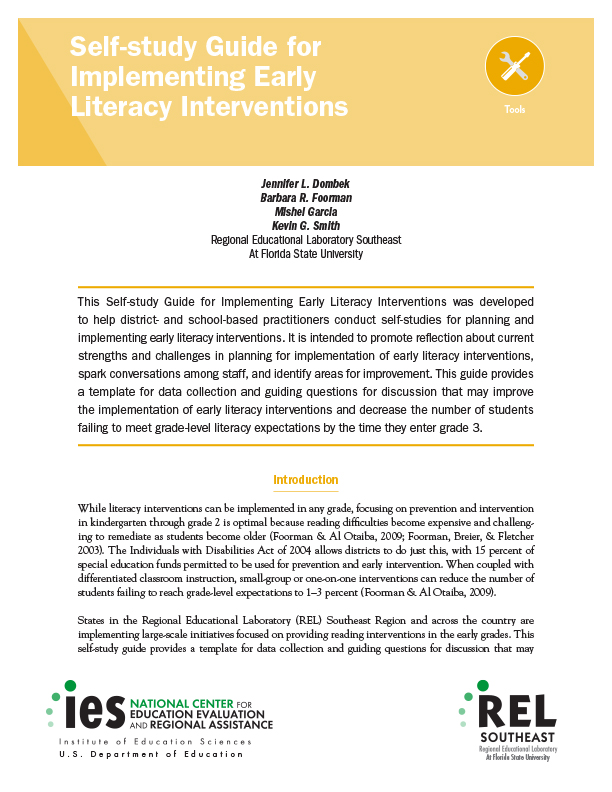 Self-study Guide for Implementing Early Literacy Interventions